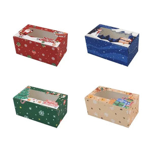  Christmas 2 hole (Blue, beige Red & Green) cup cake Box x 12 pcs Santas Workshop Direct