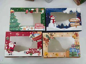  Christmas 6 hole (Blue, beige Red & Green) cup cake Box x 12 pcs Santas Workshop Direct