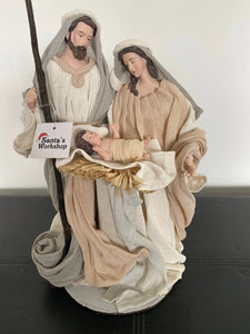 12.5"Red white Christmas Holy Family with manger- 35 cm approx Santas Workshop Direct