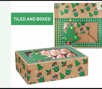 Christmas Tree Green Cookie Cake Gift Box x12 pcs Santas Workshop Direct