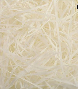 Off white /cream Shredded crepe tissue paper hamper filler 20 grams Santas Workshop Direct