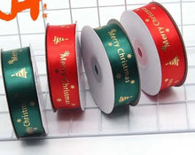 PRE ORDER Christmas  satin Ribbon red 25 mm Santas Workshop Direct