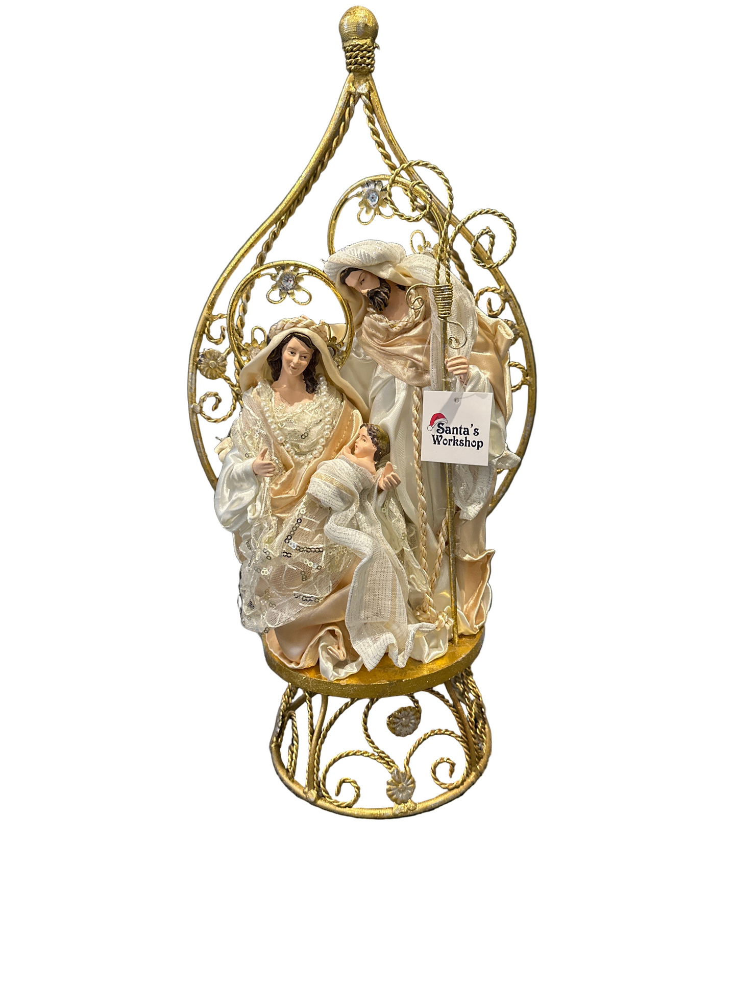 (27cm) Christmas religious Nativity Holy Family in Gazebo 17.75”(45 cm) - Santas Workshop Direct 