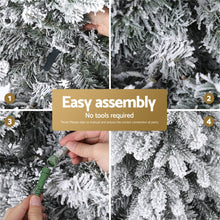 Jingle Jollys Christmas Tree 2.1m Flocking Pencil Tree LED Xmas 860 Tips White - Santas Workshop Direct 