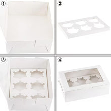 White Paper Cupcake Box | 18pcs with Insert And Window Hold 6 Standard Cupcakes, Cupcake Carrier Container, Bakery Muffin Box for Pastry, Cookies, Birthday, Mother'S Day, Wedding Party