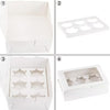 White Paper Cupcake Box | 18pcs with Insert And Window Hold 6 Standard Cupcakes, Cupcake Carrier Container, Bakery Muffin Box for Pastry, Cookies, Birthday, Mother'S Day, Wedding Party