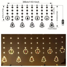 Set of Battery powdered Christmas LED Curtain Lights Featuring Charming Designs of Santa, Reindeer, Snowman, And Trees. These Glamorous String Lights Made of Plastic Are Perfect for Indoor Decoration in Homes, Bedrooms, And Parties