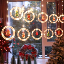 Set of Battery powdered Christmas LED Curtain Lights Featuring Charming Designs of Santa, Reindeer, Snowman, And Trees. These Glamorous String Lights Made of Plastic Are Perfect for Indoor Decoration in Homes, Bedrooms, And Parties