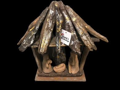 10.25”Christmas Stable with Holy Family -Driftwood - 27 cm - Santas Workshop Direct 