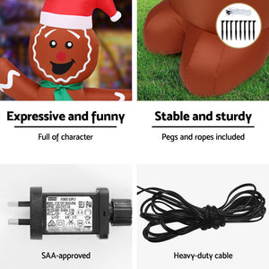 Jingle Jollys Christmas Inflatable Santa Climbing LED Illuminated Decorations 1.9M - Santas Workshop Direct 