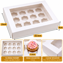 Cupcake Boxes 12 Hole Window Face Cake Boxes Boards Patty Pans Muffin Cups X20