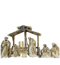 12.75" CHRISTMAS RELIGIOUS HANDMADE NATIVITY SCENE ON 20.75" STABLE - Santas Workshop Direct