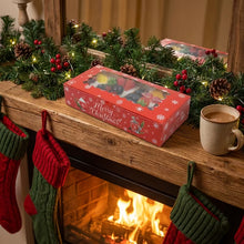 6pcs Christmas Window Long Rectangular Paper Cake Box, Red And Green 2 Styles of Christmas Snowflake Printed Gift Box, Transparent Window Design, Printed with Merry Christmas Slogan And Snowflake Patterns, Suitable for Christmas Parties