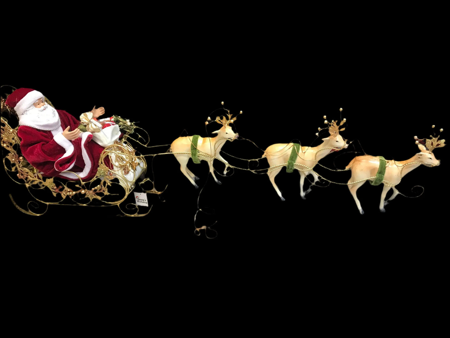 14” Santa Claus in sleigh with reindeers - 95 cm approx length Santas Workshop Direct