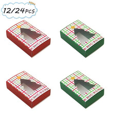 Gift for Her/Him 12/24pcs Christmas Gift Boxes with Christmas Tree Clear Window, Red Green Plaid Slide Drawer Holiday Packaging Boxes, Xmas Decorative Present Boxes for Holiday Party Favors & Gift Giving