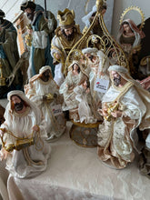Gold white Holy Family in Gazebo height 45 cm Religious Christmas Holy Family WITH 3 WISE MEN - Santas Workshop Direct