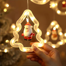 Set of Battery powdered Christmas LED Curtain Lights Featuring Charming Designs of Santa, Reindeer, Snowman, And Trees. These Glamorous String Lights Made of Plastic Are Perfect for Indoor Decoration in Homes, Bedrooms, And Parties