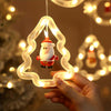 Set of Battery powdered Christmas LED Curtain Lights Featuring Charming Designs of Santa, Reindeer, Snowman, And Trees. These Glamorous String Lights Made of Plastic Are Perfect for Indoor Decoration in Homes, Bedrooms, And Parties