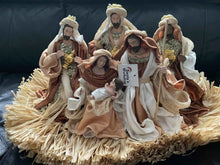 🎄 20.5" (53cm) Brown Holy Family Nativity Set with Christmas Manger – Handmade Religious Christian Christmas Scene, Holiday Home Decor & Gift ✨