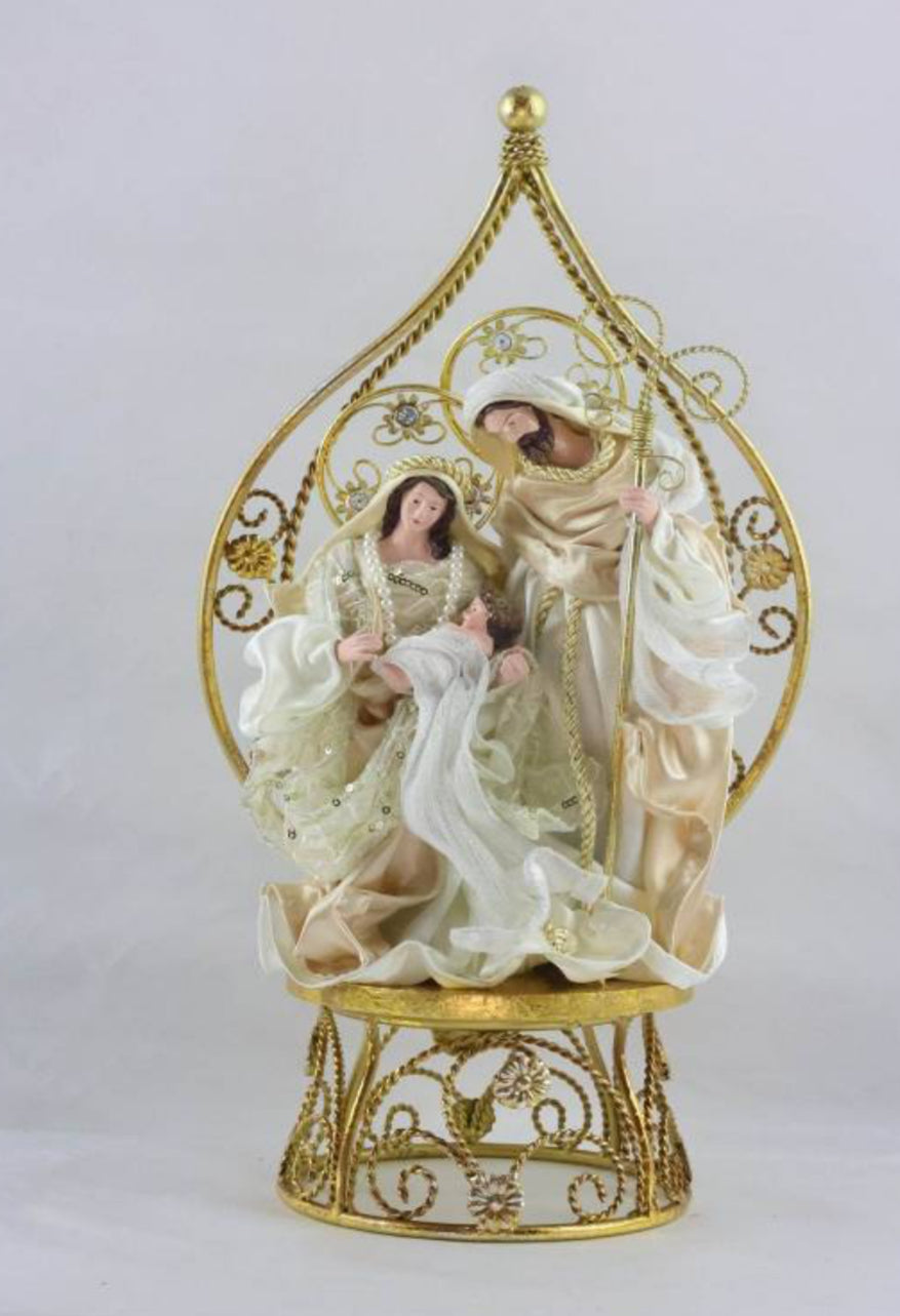 20.5”(27cm) Holy Family in Gazebo 17.75”(45 cm) - Santas Workshop Direct 