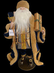 20" Blue Velvet Standing Santa Claus 52 approx Santas Workshop Direct