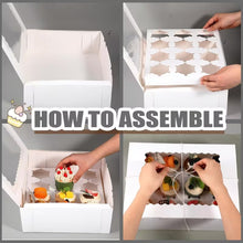 Set of 6 Cupcake Boxes That Can Accommodate 12 Standard Cupcakes, Made from -Safe Materials. These Bakery Carriers Come with Windows And Inserts, Suitable for Cupcakes, Muffins, And Pastries