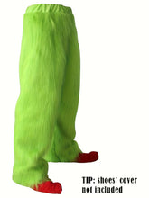 PRE ORDER Christmas Green Furry Monster Santa Costume for Men 6pcs Deluxe Adult Santa Suit Xmas Holiday Outfit Set