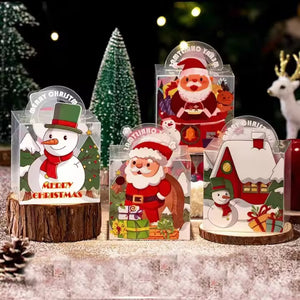Christmas gift goodie packaging paper boxes with clear window Xmas party favour candy treat - Santas Workshop Direct 