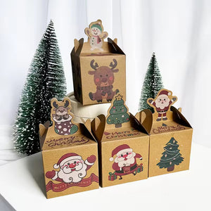 Merry Christmas Candy Treat Cookie Kraft Paper boxes Christmas Gift packaging Paper Boxes for Holiday decoration Supplies - Santas Workshop Direct 