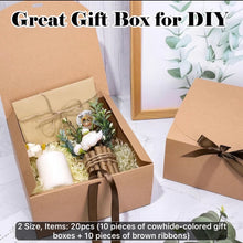 Kraft  Bakery cookie  box with ribbon 10pc  (11 x 11x 5 cm)