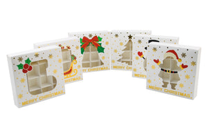 Christmas choclate candy goodie paper boxes with window Xmas party favour small gift packaging Gold stamping paper boxes