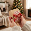 12/24pcs Christmas Kraft Paper Gift Boxes with Red Snowflake Ribbon, 4 Styles Merry Christmas Printed Mini Favor Boxes, Small Holiday Packaging Boxes for Christmas Eve Party Decor And Gift Giving