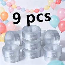 9 Rolls Balloon Chain Strips, 5 Meters Per Roll, Double Hole Balloon Garland Tapes, Decor Strips for Birthday Wedding Christmas Halloween Graduation Parties, Plastic Balloon Additions for Background And Arch Decoration