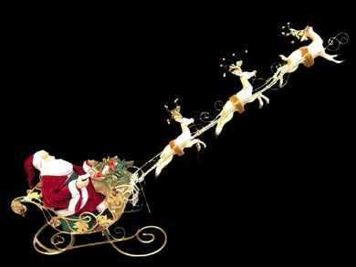 37” Santa Claus on Sleigh with reindeer - 95 cm approx length Santas Workshop Direct