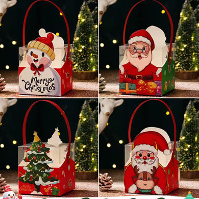 Christmas gift goodie packaging paper boxes with clear window Xmas party favour candy treat - Santas Workshop Direct 