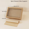 9pcs (3pcs Boxes+3pcs Lids+3pcs)3-Pack Extra-Large Kraft Picnic & Grazing Boxes with Clear Window Lids and Oil-Proof Liners – 36 × 25 × 8 cm