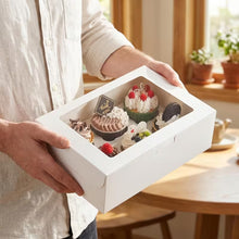 White Paper Cupcake Box | 18pcs with Insert And Window Hold 6 Standard Cupcakes, Cupcake Carrier Container, Bakery Muffin Box for Pastry, Cookies, Birthday, Mother'S Day, Wedding Party