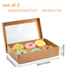 5PCS Large Kraft Grazing Boxes with Clear Lids 360x250x80mm – Charcuterie, Bakery & Food Gift Packaging