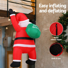 Jingle Jollys Christmas Inflatable Santa Climbing LED Illuminated Decorations 1.9M - Santas Workshop Direct 