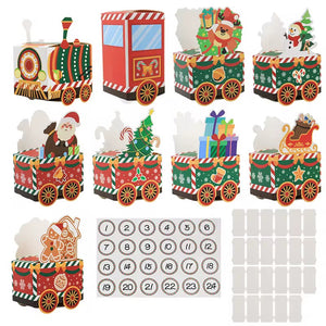 24 Days of Christmas countdown gift packaging boxes Train Design Christmas advent calendar candy boxes - Santas Workshop Direct 