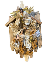Christmas Religious Holy Family with Angel on 8.25”Holy Family 17.5” Stable Wall Decor wreath