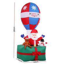 Jingle Jollys Christmas Inflatable Santa in Ballon 2.8M Height LED Decorations Illuminated - Santas Workshop Direct 