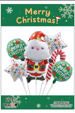 6 pcs Christmas Balloons Kit Balloons Party Decor Santas Workshop Direct