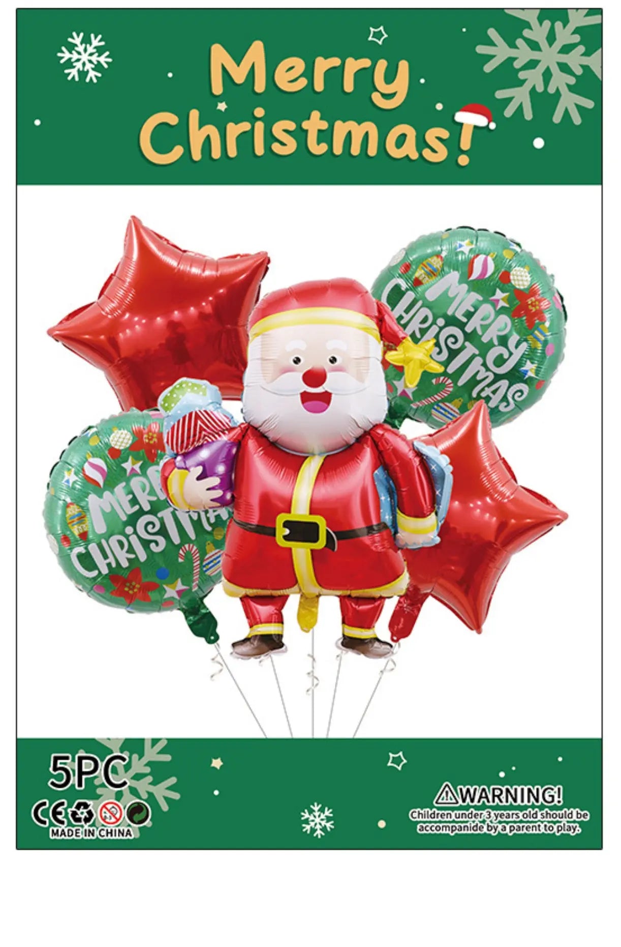 5 pcs Christmas Foil Balloons Kit Balloons Party Decor  Santas Workshop Direct