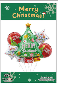 5 pcs Christmas Tree foil Balloons Kit Balloons Party Decor Santas Workshop Direct