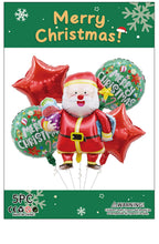 5 pcs Christmas Foil Balloons Party Decor - Santas Workshop Direct