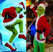 Book Week Adult Kids Grinch Santa Green Monster Costume 7Pcs Furry Santa Suit