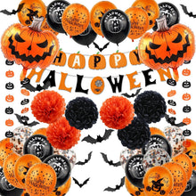 128p Black Orange Halloween Balloon Garland Arch Kit Set Bat Pumpkin Party Decor