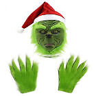 Book Week Adult Kids Grinch Santa Green Monster Costume 7Pcs Furry Santa Suit