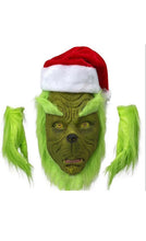 Book Week Adult Kids Grinch Santa Green Monster Costume 7Pcs Furry Santa Suit